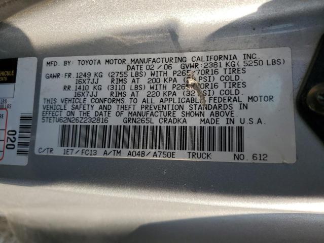 5TETU62N26Z232816 - 2006 TOYOTA TACOMA PRERUNNER ACCESS CAB SILVER photo 12