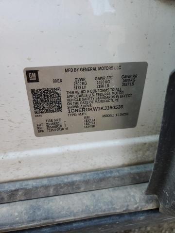 1GNERGKW1KJ160530 - 2019 CHEVROLET TRAVERSE LT 白色 照片 14