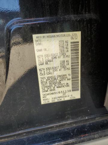 5N1AR1NB3CC631138 - 2012 NISSAN PATHFINDER S BLACK photo 13