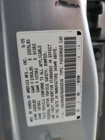1HGCM66576A002534 - 2006 HONDA ACCORD EX SILVER photo 12