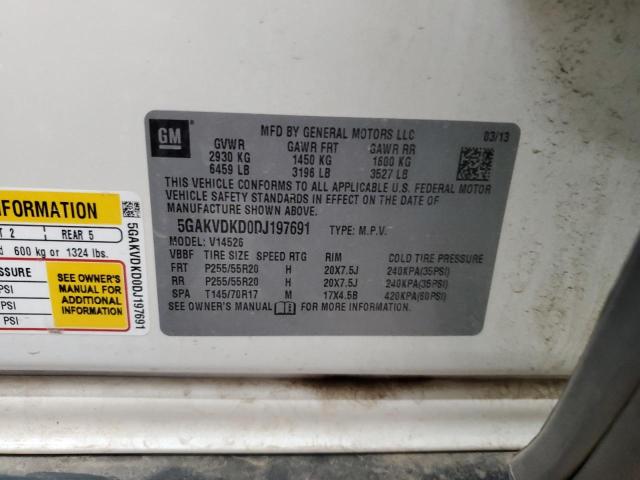 5GAKVDKD0DJ197691 - 2013 BUICK ENCLAVE WHITE photo 14