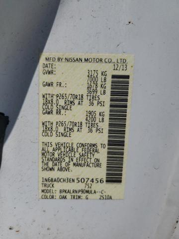 1N6BA0CH3EN507456 - 2014 NISSAN TITAN S WHITE photo 12