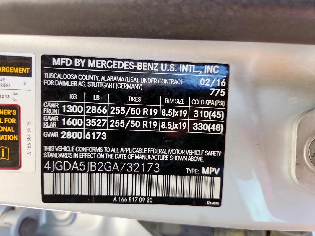 4JGDA5JB2GA732173 - 2016 MERCEDES-BENZ GLE 350 SILVER photo 14