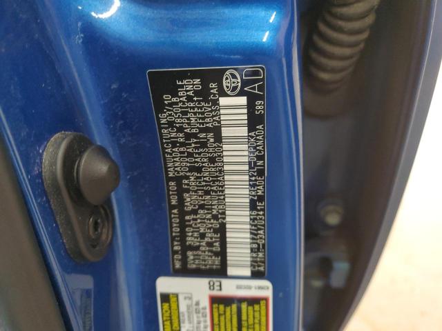 2T1BU4EE6AC380302 - 2010 TOYOTA COROLLA BASE Niebieski zdjęcie 12