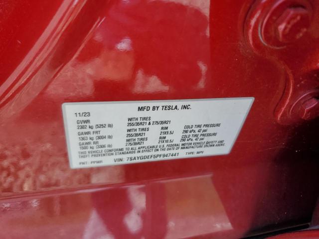 7SAYGDEF5PF947441 - 2023 TESLA MODEL Y Կարմիր լուսանկար 13