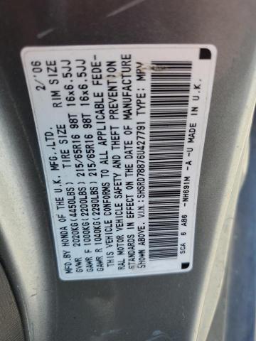 SHSRD78876U427791 - 2006 HONDA CR-V EX GRAY photo 13