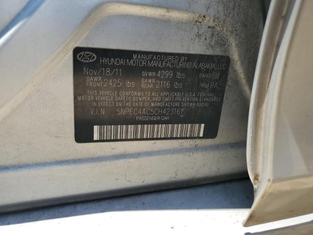 5NPEC4AC5CH423161 - 2012 HYUNDAI SONATA SE ვერცხლისფერი ფოტო 13