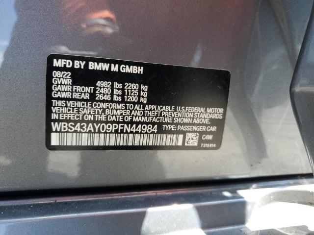 WBS43AY09PFN44984 - 2023 BMW M3 COMPETITION GRAY photo 13