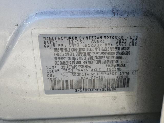 3N1AB7AP9FY368634 - 2015 NISSAN SENTRA S SILVER photo 12