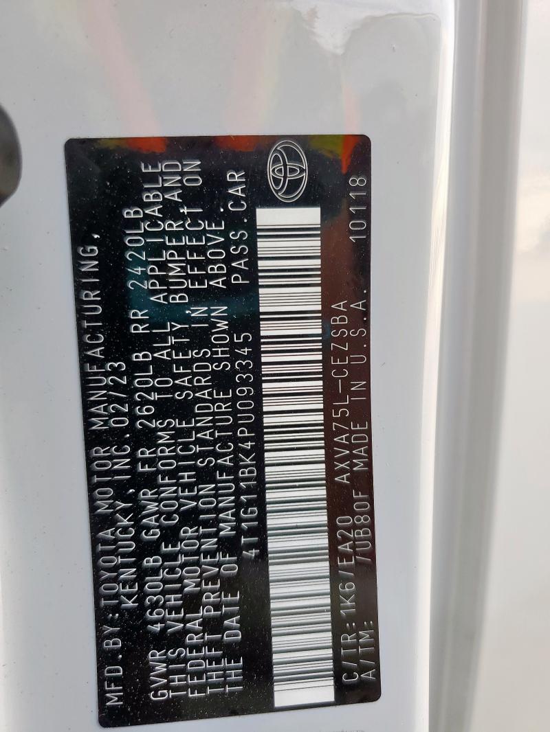 4T1G11BK4PU093345 - 2023 TOYOTA CAMRY SE NIGHT SHADE WHITE photo 13