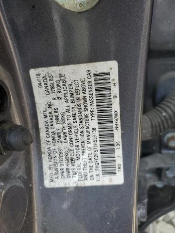 2HGFC2F57JH559138 - 2018 HONDA CIVIC LX CHARCOAL photo 12