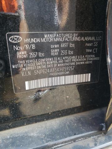 5NPE24AF5KH759257 - 2019 HYUNDAI SONATA SE Qara foto 12