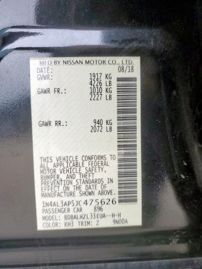 1N4AL3AP5JC475626 - 2018 NISSAN ALTIMA 2.5 BLACK photo 22