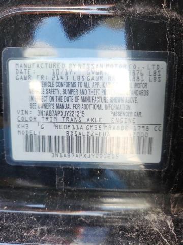 3N1AB7APXJY221215 - 2018 NISSAN SENTRA S 黑色 照片 12