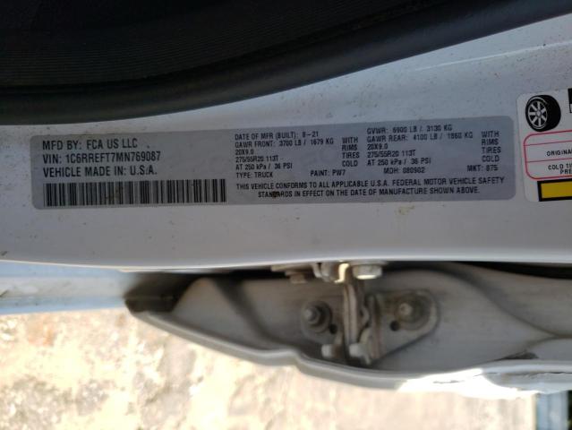 1C6RREFT7MN769087 - 2021 RAM 1500 BIG HORN/LONE STAR WHITE photo 12