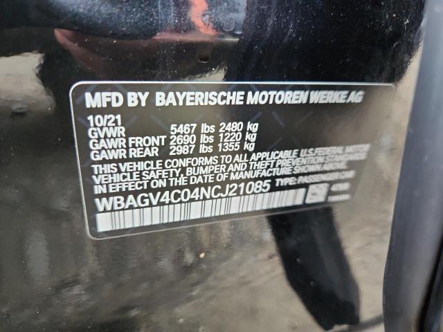 WBAGV4C04NCJ21085 - 2022 BMW 840XI BLACK photo 12