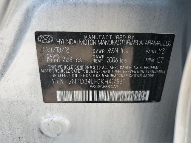 5NPD84LF0KH417531 - 2019 HYUNDAI ELANTRA SEL SILVER photo 13