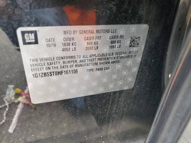 1G1ZB5ST8HF161106 - 2017 CHEVROLET MALIBU LS შავი ფოტო 12