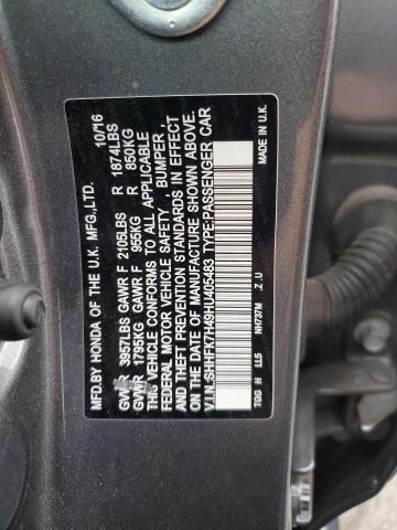 SHHFK7H49HU405483 - 2017 HONDA CIVIC SPORT 灰色 照片 12