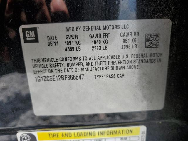 1G1ZC5E12BF366547 - 2011 CHEVROLET MALIBU 1LT BLACK photo 12