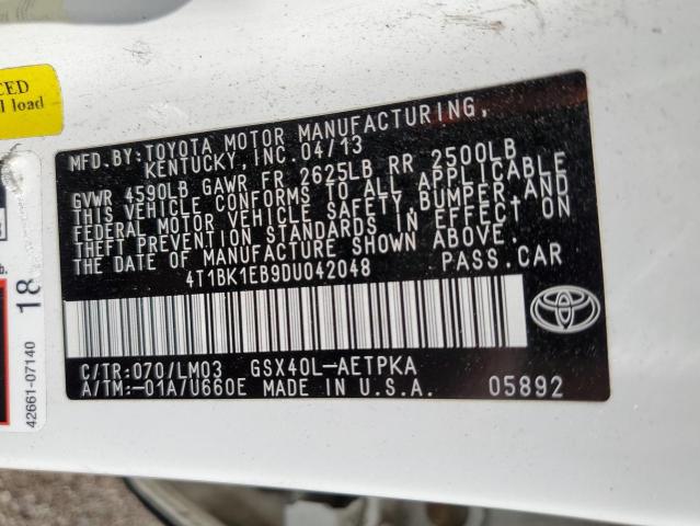 4T1BK1EB9DU042048 - 2013 TOYOTA AVALON BASE WHITE photo 13