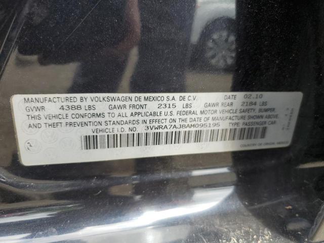 3VWRA7AJ8AM095195 - 2010 VOLKSWAGEN JETTA WOLFSBURG შავი ფოტო 12