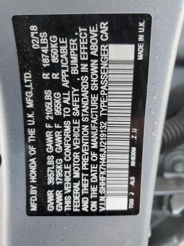 SHHFK7H46JU219132 - 2018 HONDA CIVIC SPORT 银色 照片 10