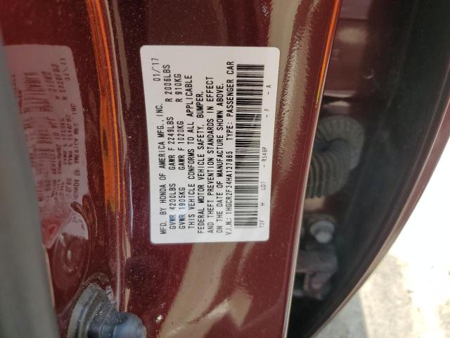 1HGCR2F34HA137885 - 2017 HONDA ACCORD LX MAROON photo 12