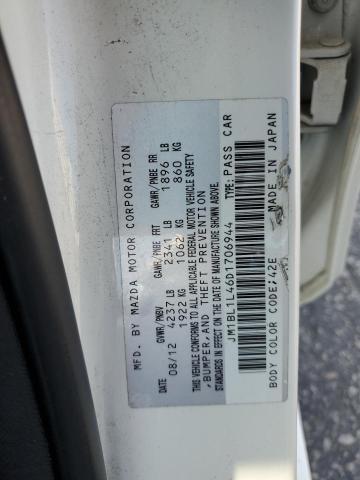 JM1BL1L46D1706944 - 2013 MAZDA SPEED 3 WHITE photo 12