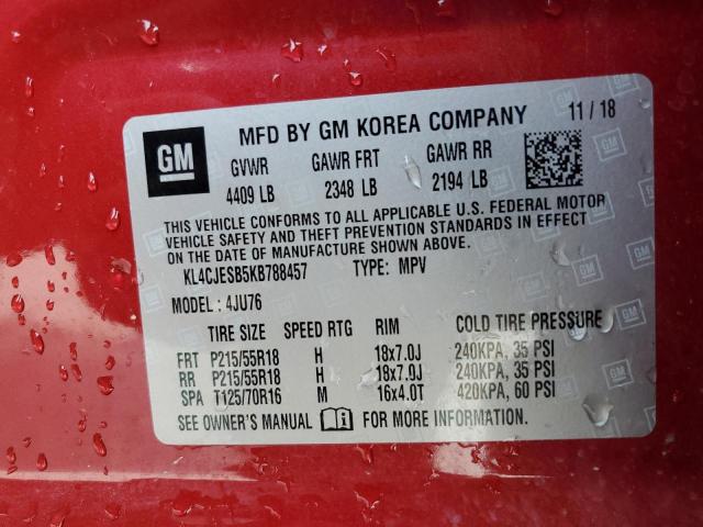 KL4CJESB5KB788457 - 2019 BUICK ENCORE PREFERRED BURGUNDY photo 13