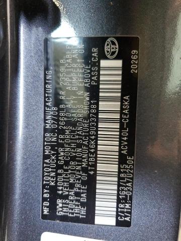 4T1BE46K49U337881 - 2009 TOYOTA CAMRY BASE CHARCOAL photo 12