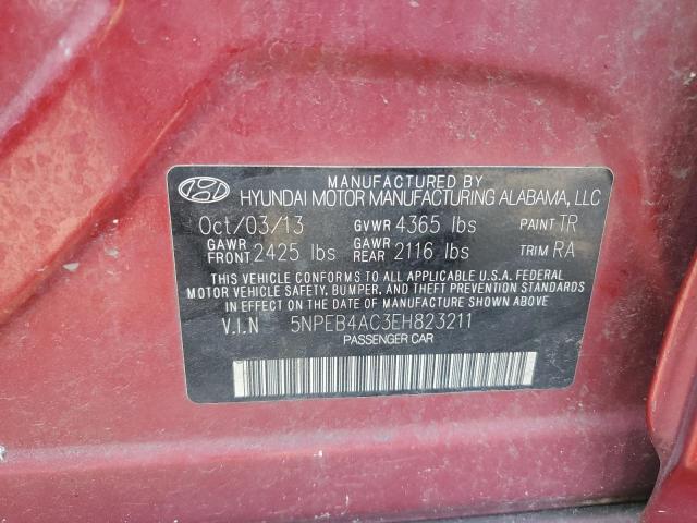 5NPEB4AC3EH823211 - 2014 HYUNDAI SONATA GLS RED photo 13