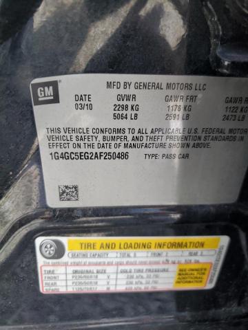 1G4GC5EG2AF250486 - 2010 BUICK LACROSSE CXL BLACK photo 12