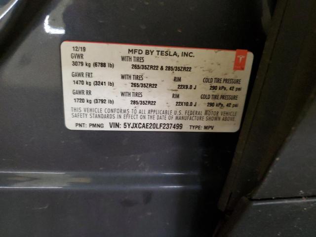 5YJXCAE20LF237499 - 2020 TESLA MODEL X GRAY photo 13