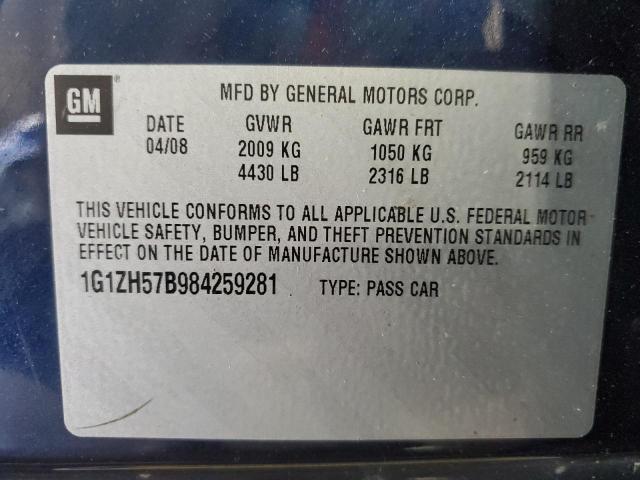 1G1ZH57B984259281 - 2008 CHEVROLET MALIBU 1LT 蓝色 照片 12