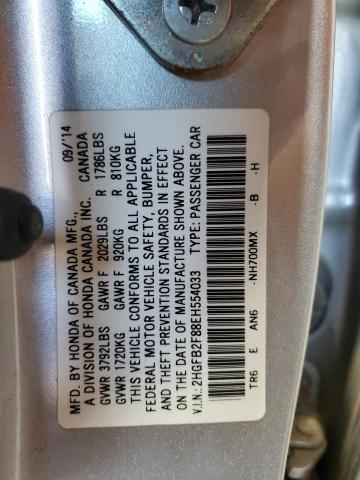 2HGFB2F88EH554033 - 2014 HONDA CIVIC EX SILVER photo 12
