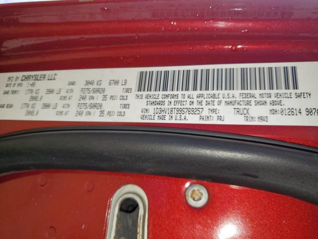 1D3HV18T99S769257 - 2009 DODGE RAM 1500 RED photo 13