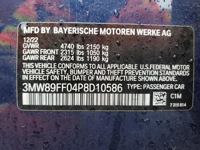 3MW89FF04P8D10586 - 2023 BMW 330XI BLUE photo 12