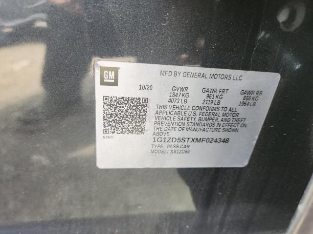 1G1ZD5STXMF024348 - 2021 CHEVROLET MALIBU LT 灰色 照片 12