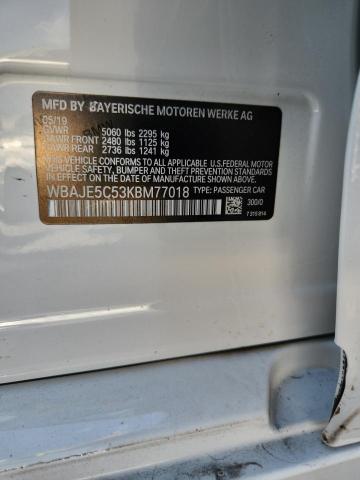 WBAJE5C53KBM77018 - 2019 BMW 540 I WHITE photo 13