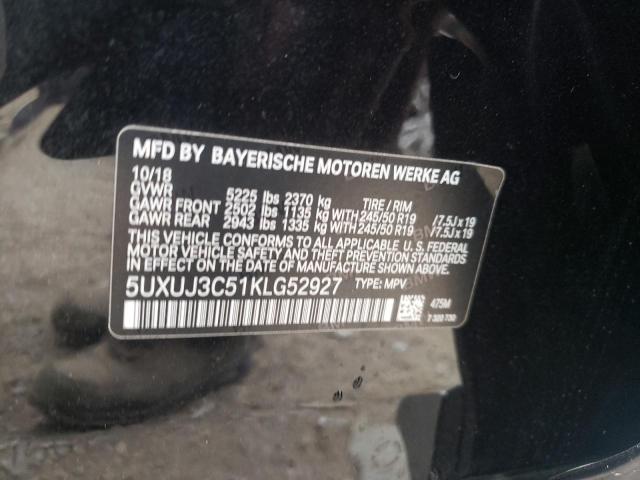 5UXUJ3C51KLG52927 - 2019 BMW X4 XDRIVE30I BLACK photo 12