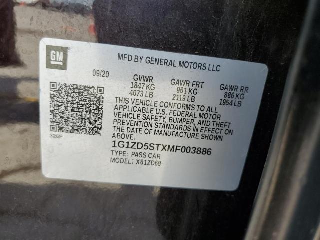 1G1ZD5STXMF003886 - 2021 CHEVROLET MALIBU LT ბურგუნდია ფოტო 13