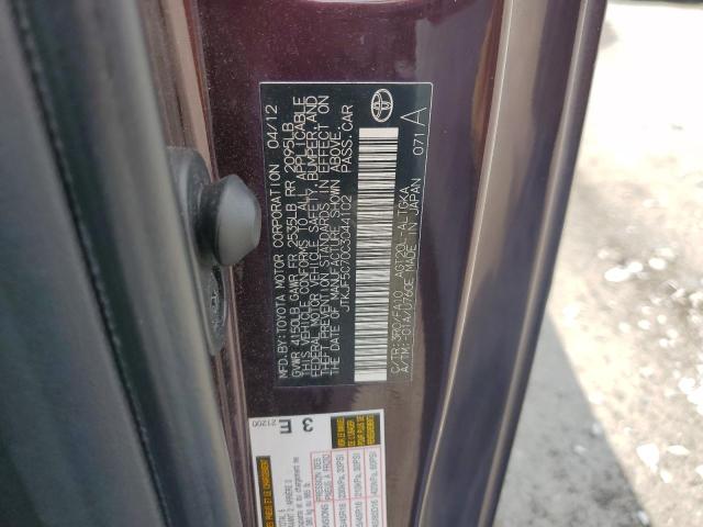 JTKJF5C70C3044102 - 2012 TOYOTA SCION TC PURPLE photo 13