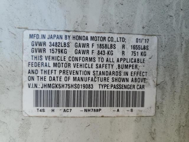 JHMGK5H75HS019083 - 2017 HONDA FIT EX WHITE photo 12