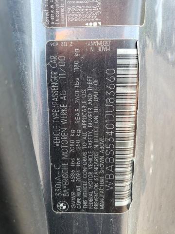 WBABS53401JU83660 - 2001 BMW 330 CI Gris foto 12