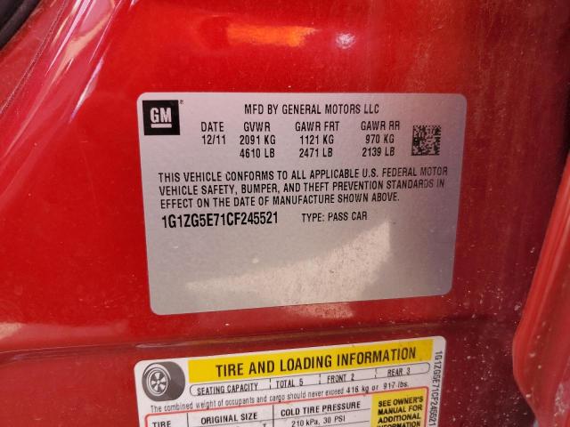 1G1ZG5E71CF245521 - 2012 CHEVROLET MALIBU LTZ Kırmızı fotoğraf 12