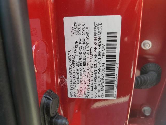 5FNYF8H53PB006144 - 2023 HONDA PASSPORT EXL RED photo 13