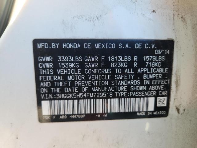 3HGGK5H54FM729518 - 2015 HONDA FIT LX 白色 照片 12