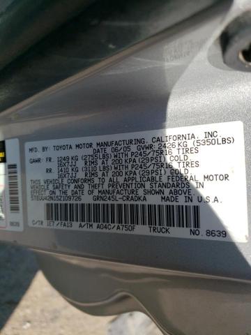 5TEUU42N15Z109726 - 2005 TOYOTA TACOMA ACCESS CAB Күміс фото 12