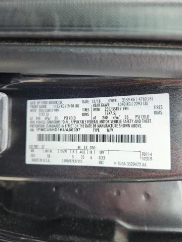 1FMCU9HD1KUA66397 - 2019 FORD ESCAPE SEL ნაცრისფერი ფოტო 13